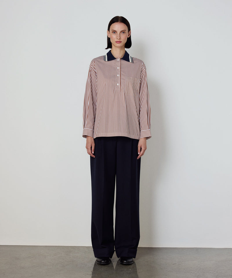 Machka Striped Color Block Shirt Cinnamon