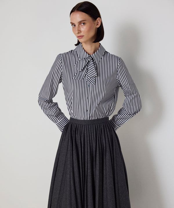 Machka Striped Shirt With Tie-Neck Detail Anthracite