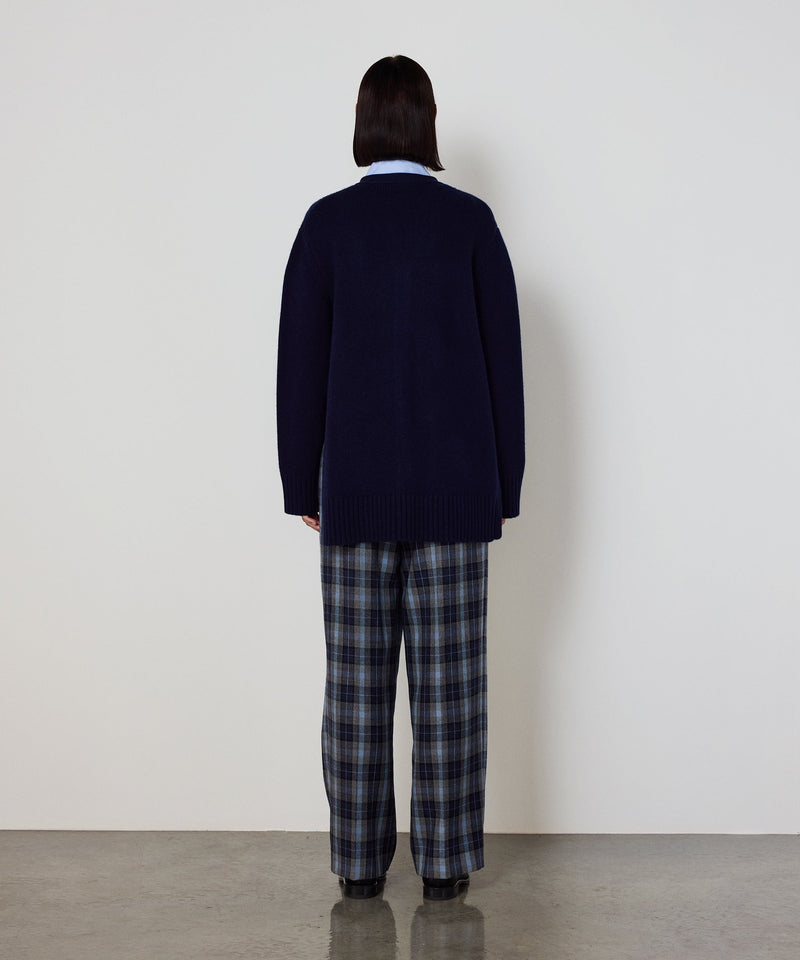 Machka Oversize V-Neck Knit Cardigan Navy