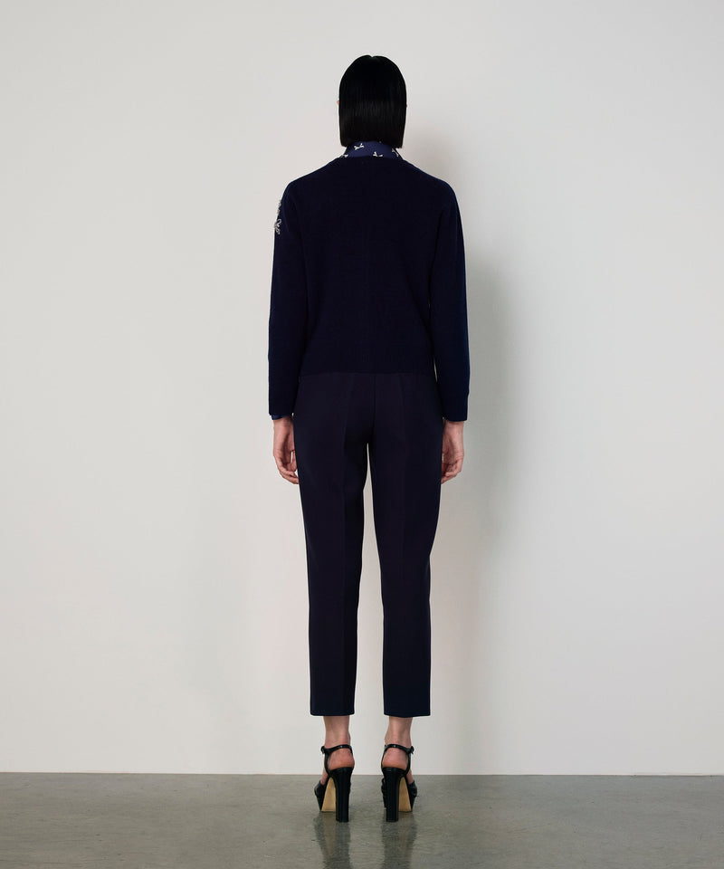 Machka Bow-Embellished Knit Cardigan Navy