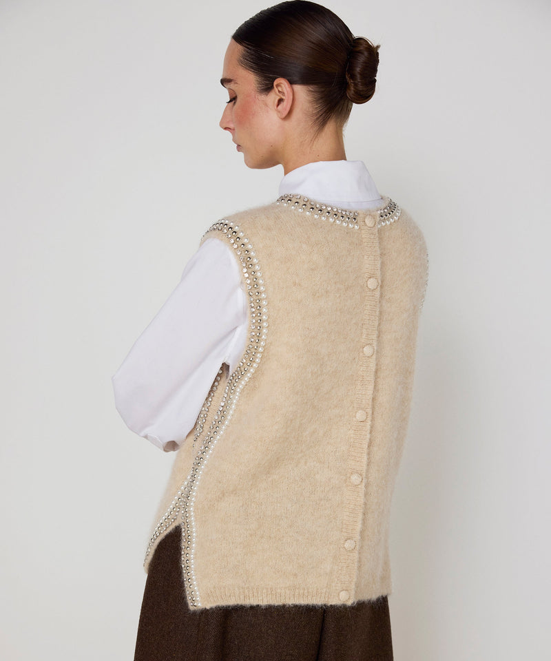 Machka Mixed-Accessory Sweater Beige Melange