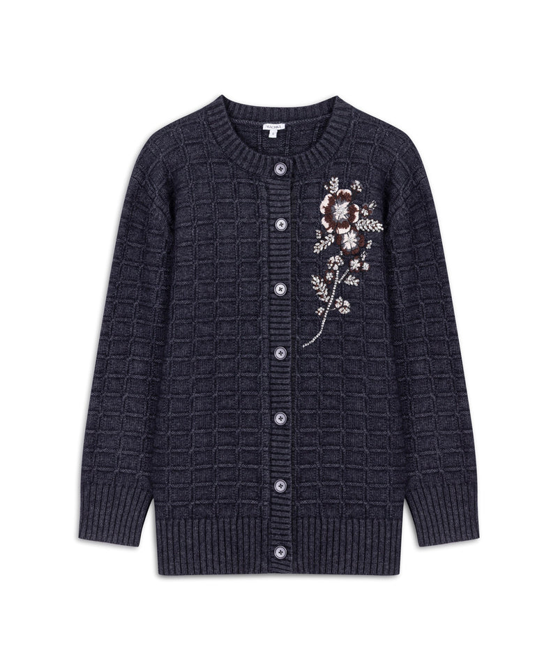Machka Floral Appliqué Knit Anthracite