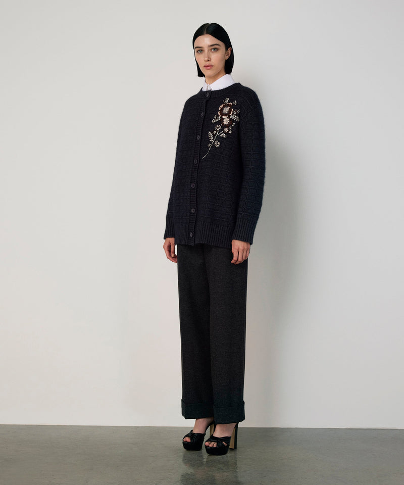 Machka Floral Appliqué Knit Anthracite