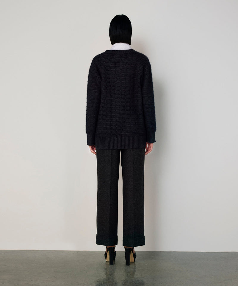 Machka Floral Appliqué Knit Anthracite