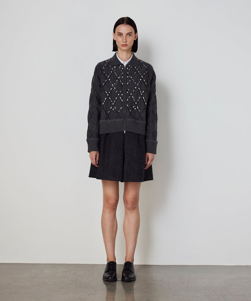 Machka Cutout Knit With Strass Embellishments Anthracite Melange-Grey