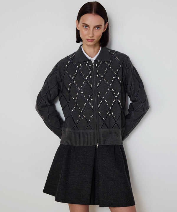 Machka Cutout Knit With Strass Embellishments Anthracite Melange-Grey