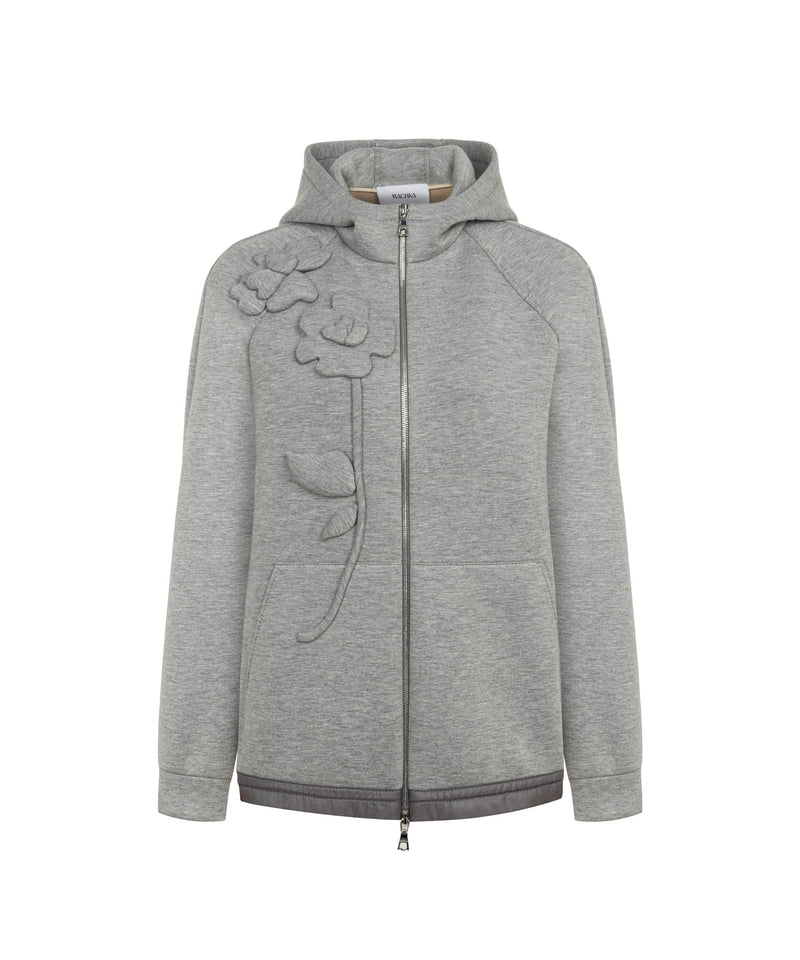 Machka Floral Appliqué Sweatshirt Light Grey Melange
