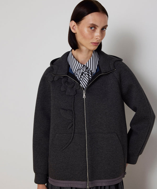 Machka Sweatshirt With Floral Appliqués Anthracite