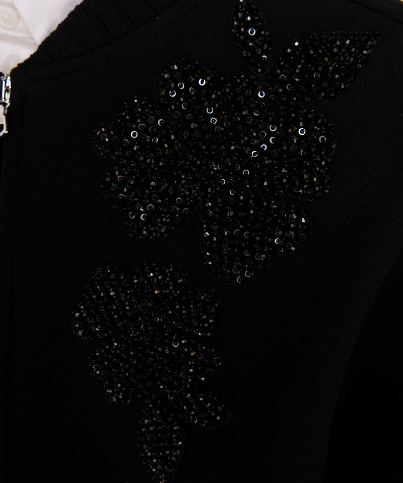 Machka Floral Appliqué Taffeta-Trimmed Sweatshirt Black