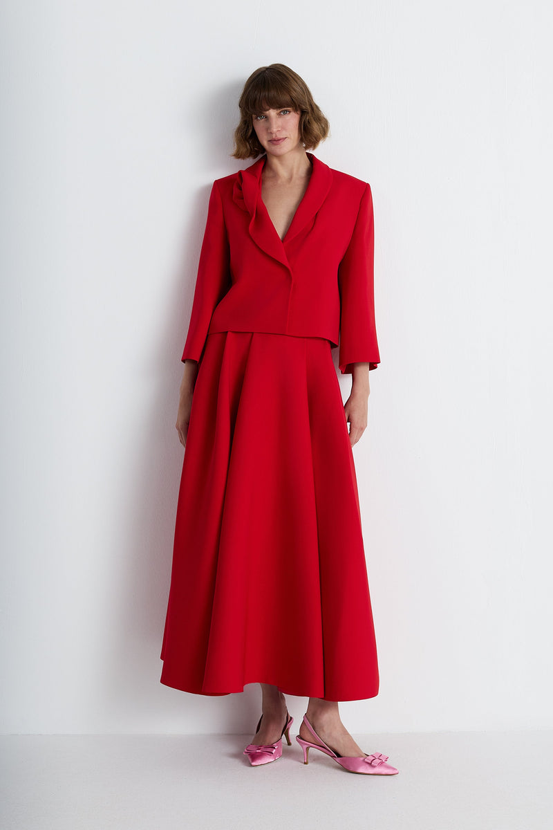 Nean Draped Lapel Tailored Jacket Red
