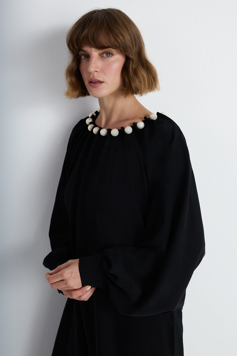 Nean Pearl-Embellished Maxi Dress Black