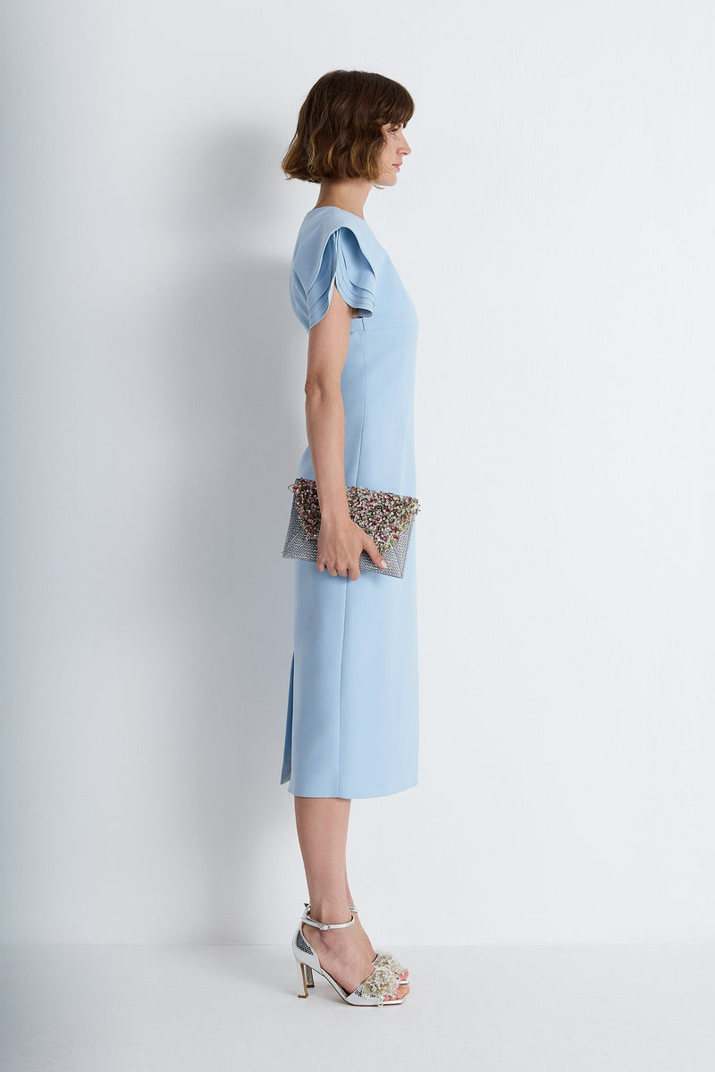 Nean Structured Sleeve Midi Dress Light Blue