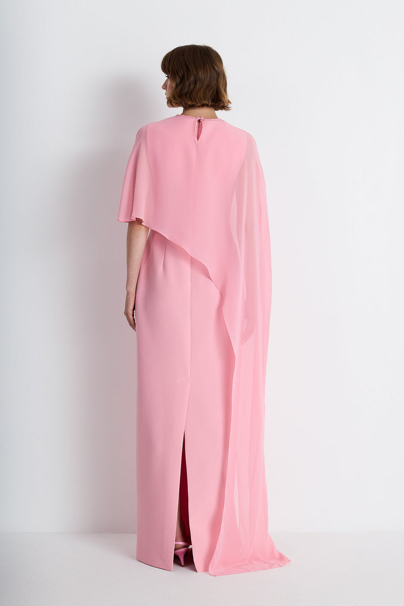 Nean Asymmetrical Cape Gown Pink