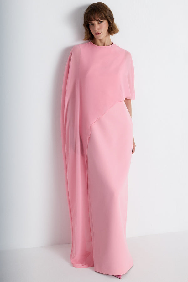 Nean Asymmetrical Cape Gown Pink