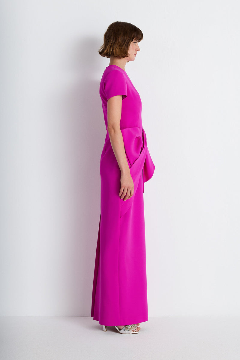 Nean Short Sleeve Bow Maxi Dress Fuchsia