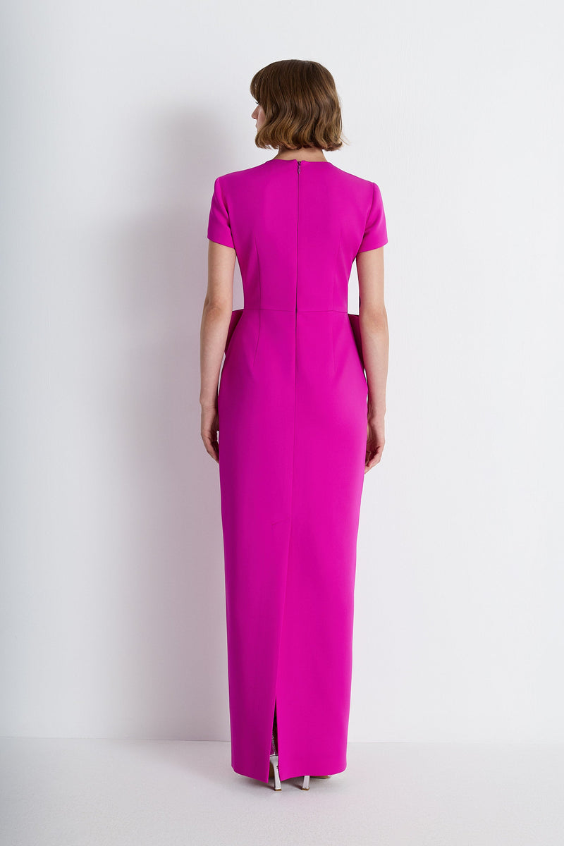 Nean Short Sleeve Bow Maxi Dress Fuchsia