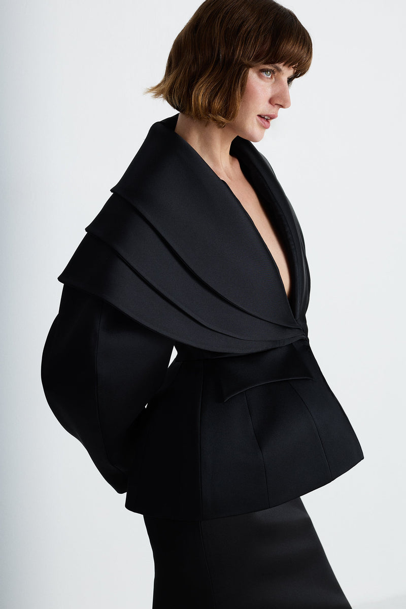 Nean Sculptural Collar Jacket Black