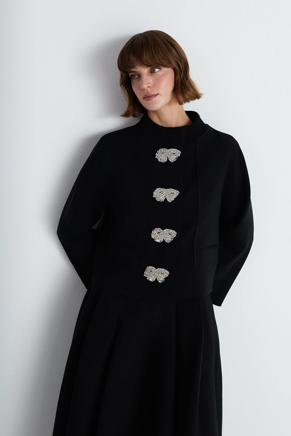 Nean Embellished Bow Jacket Black