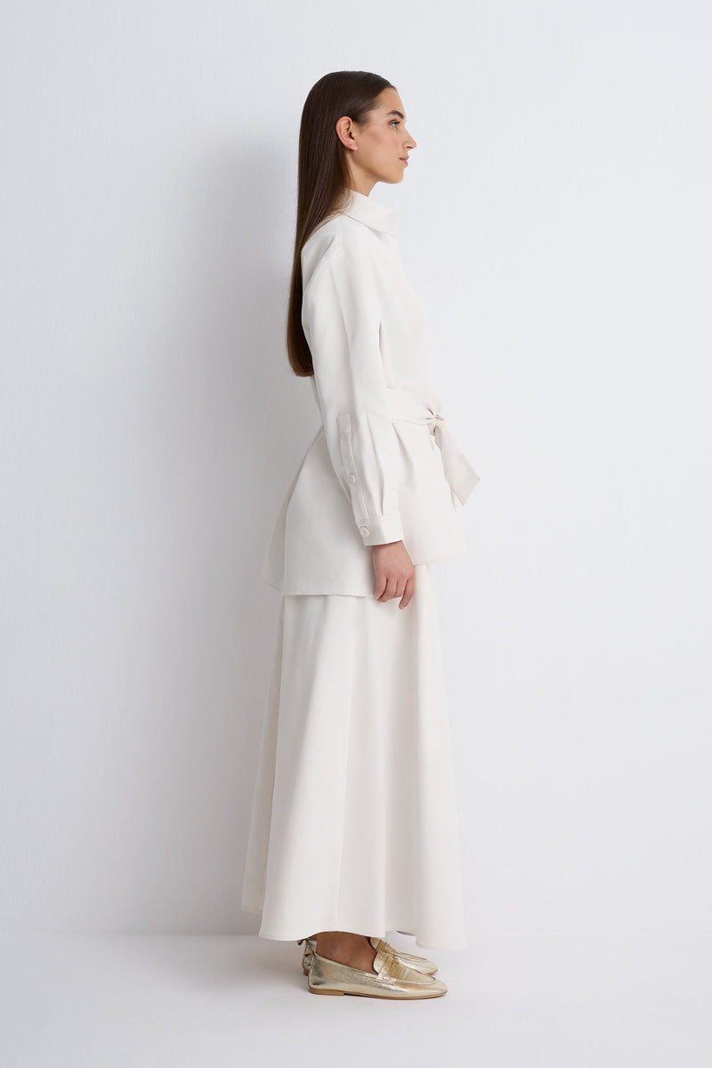 Nean Embellished Flower Detailed Jacket Shirt
 Ecru