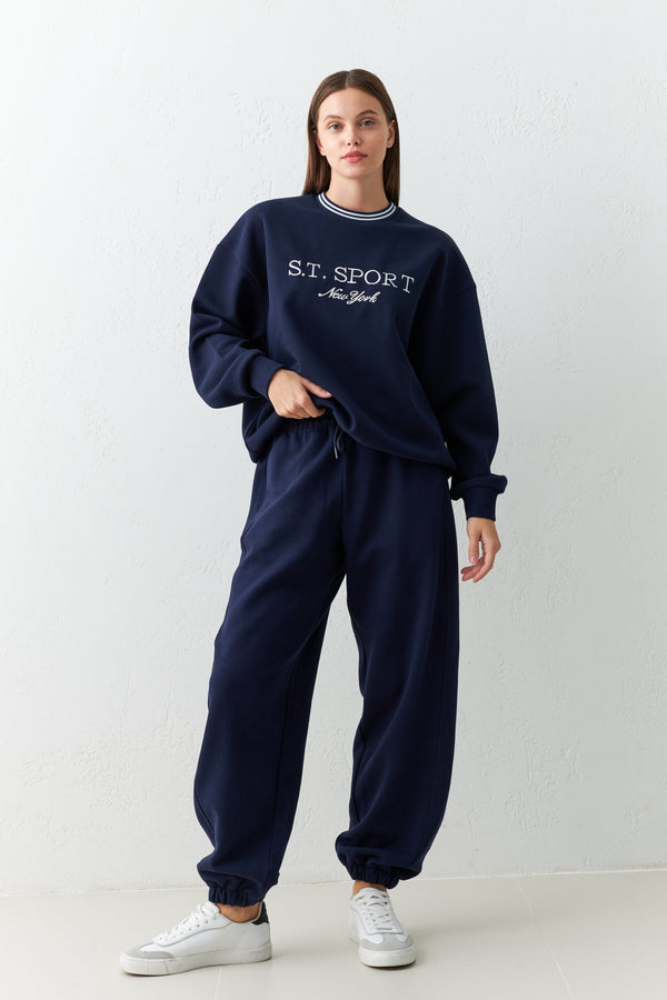 Setre Relaxed Fit Sweatpants With Elastic Ankle Navy