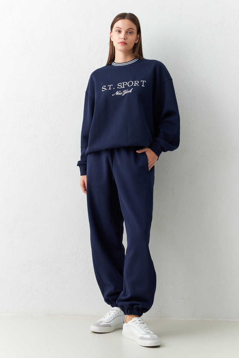 Setre Relaxed Fit Sweatpants With Elastic Ankle Navy