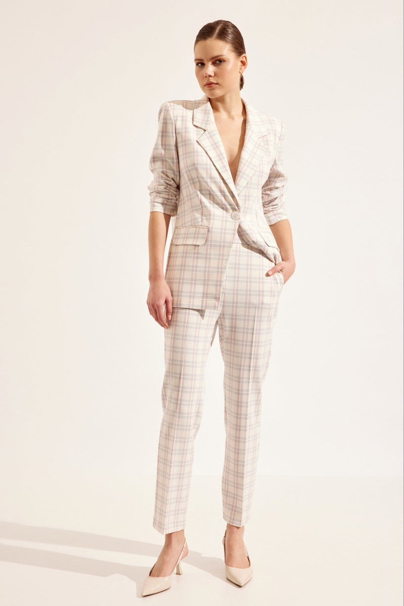 Setre Plaid Pattern Suit Ecru