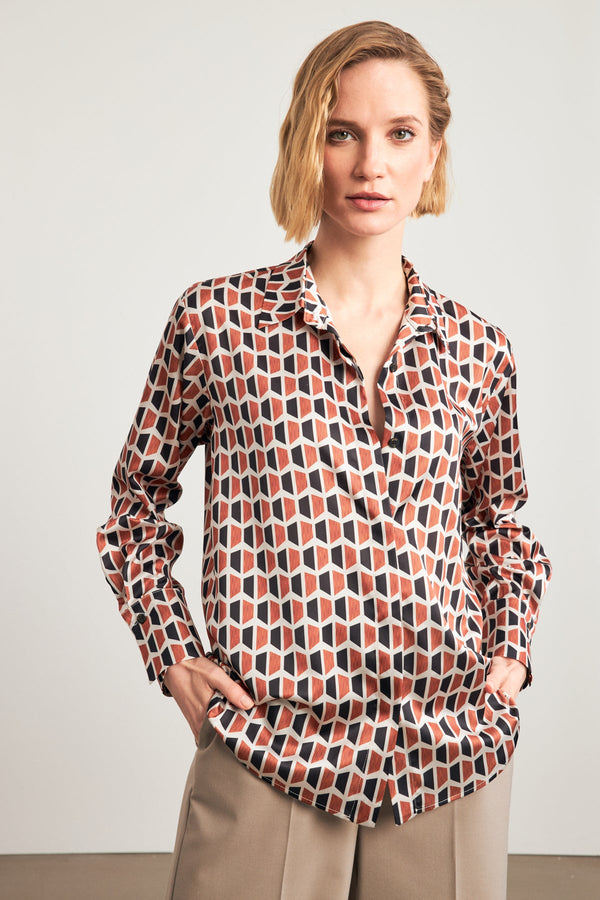 Setre Geometric Pattern Shirt Brick