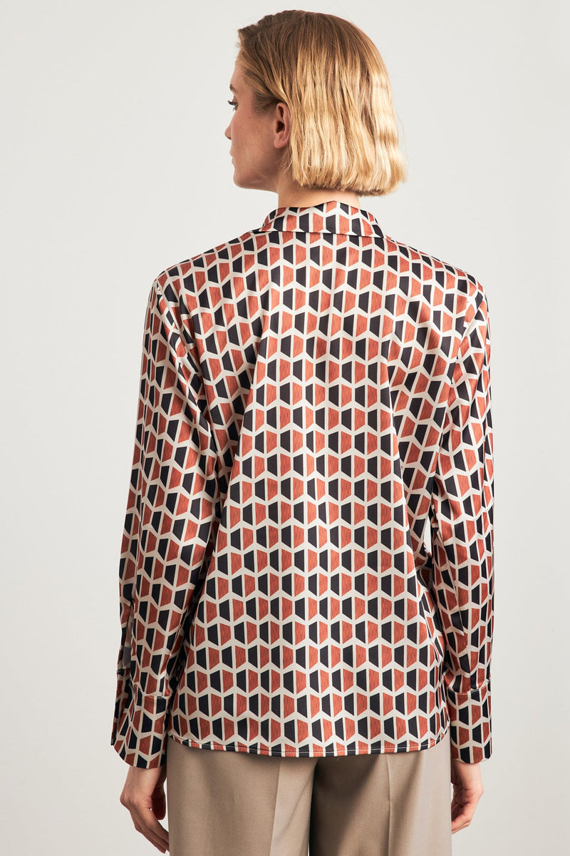 Setre Geometric Pattern Shirt Brick