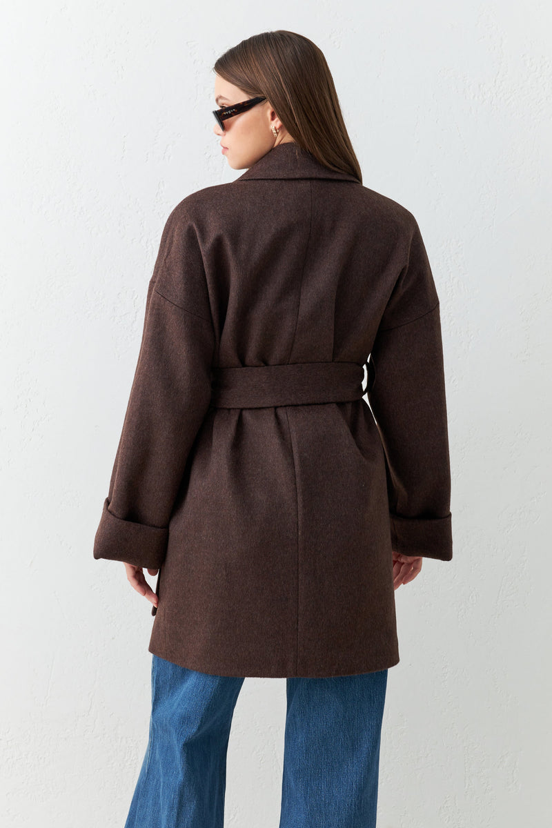 Setre Coat With Belt Detail Brown