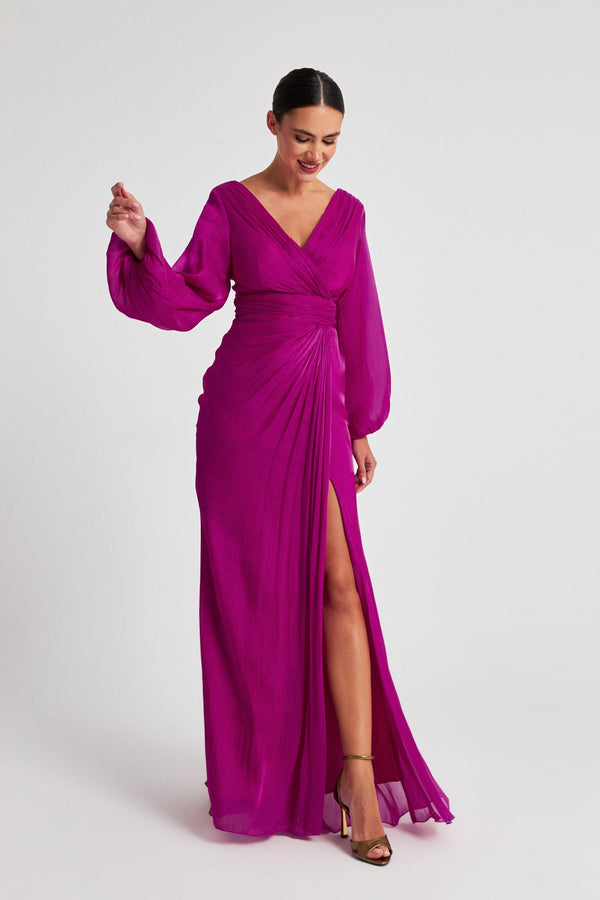 Setre Evening Dress With Slit Detail Fuchsia