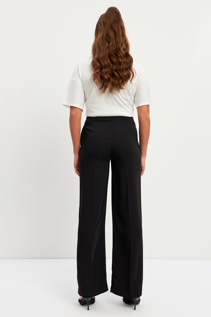 Setre Wide Leg Solid Trousers Black