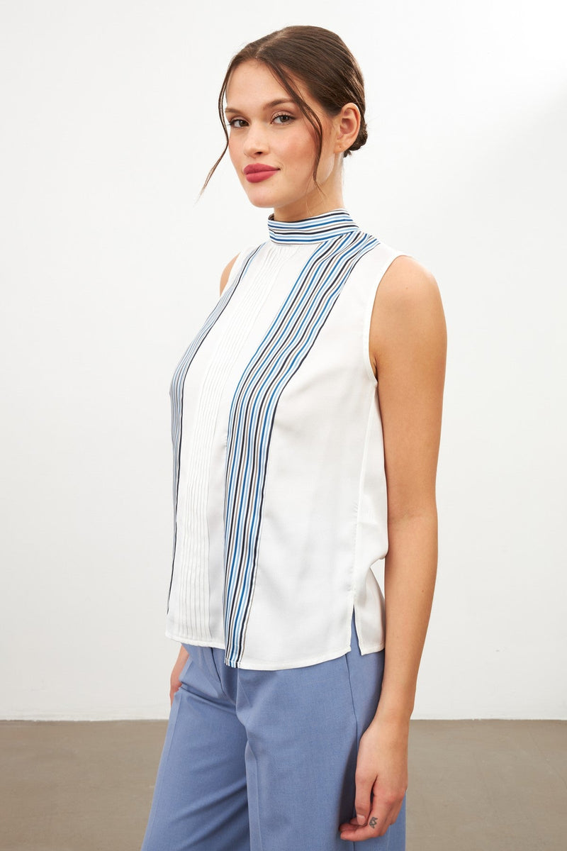 Setre Sleeveless Stripe Blouse Ecru