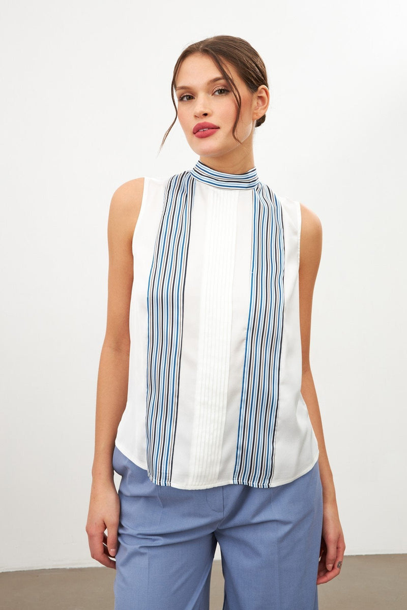 Setre Sleeveless Stripe Blouse Ecru