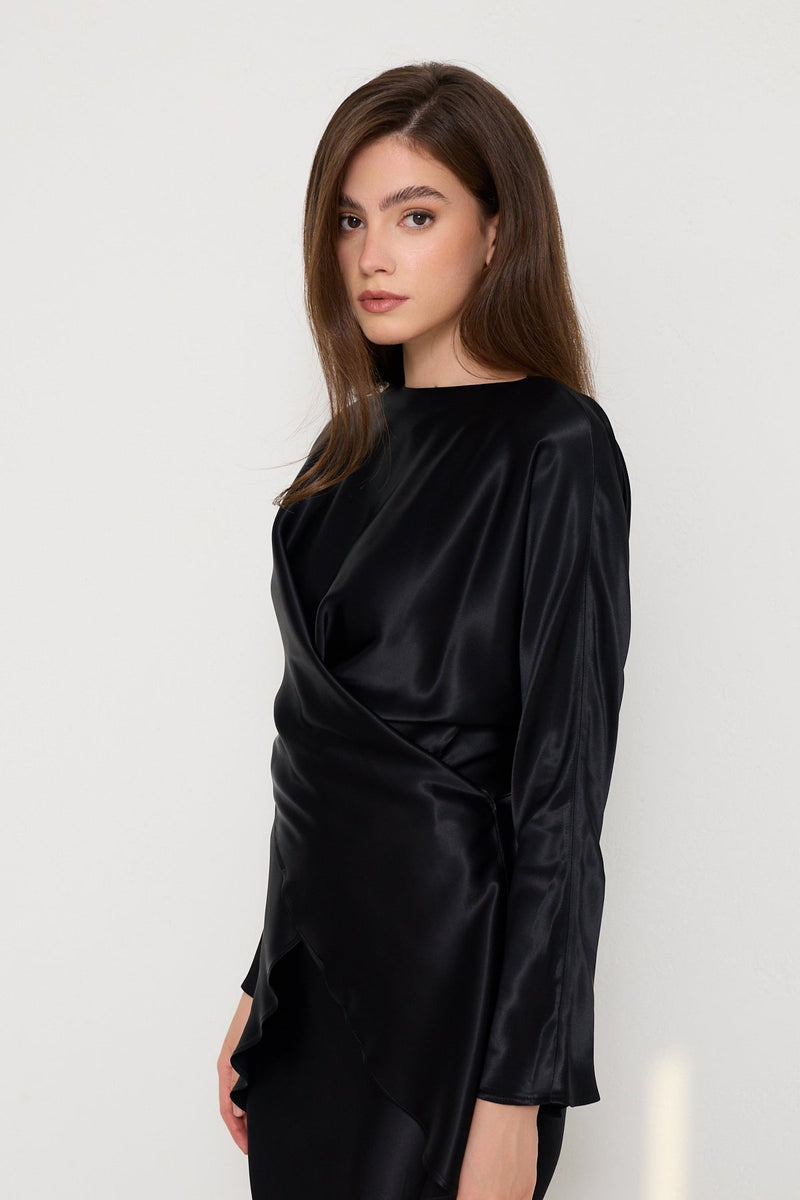 Setre Tie-Waist Detailed Long Sleeve Blouse Black