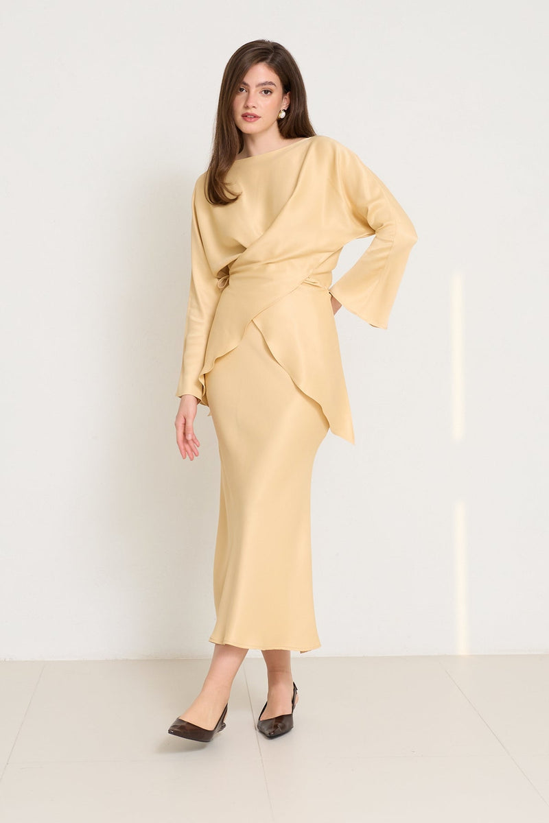 Setre Tie-Waist Detailed Long Sleeve Blouse Amber