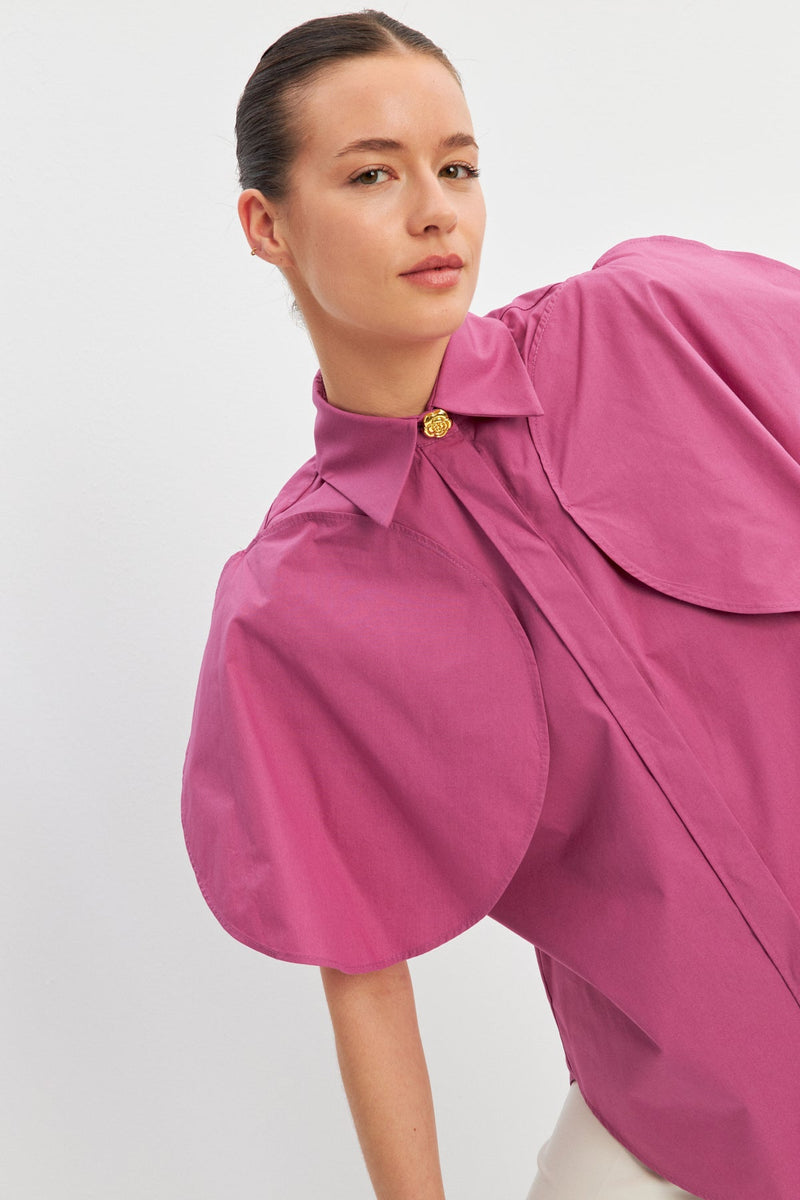 Setre Short-Sleeve Shirts With Cape Detail Dusty Rose