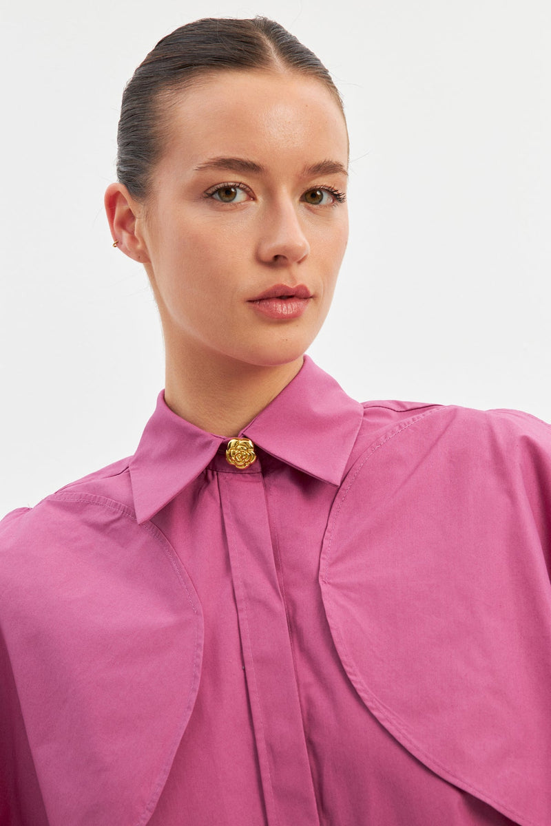 Setre Short-Sleeve Shirts With Cape Detail Dusty Rose