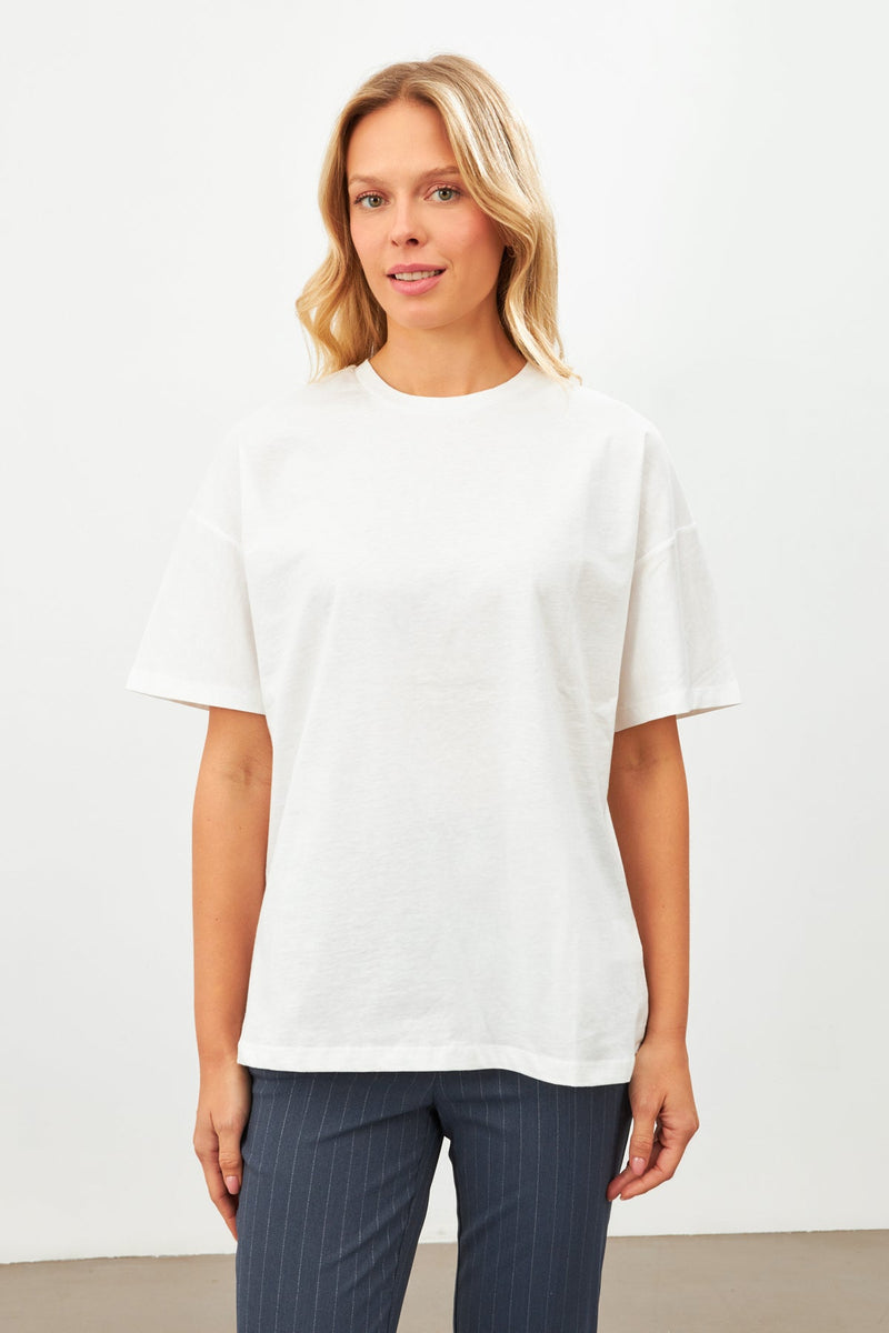 Setre Basic Crew Neck T-Shirt Ecru