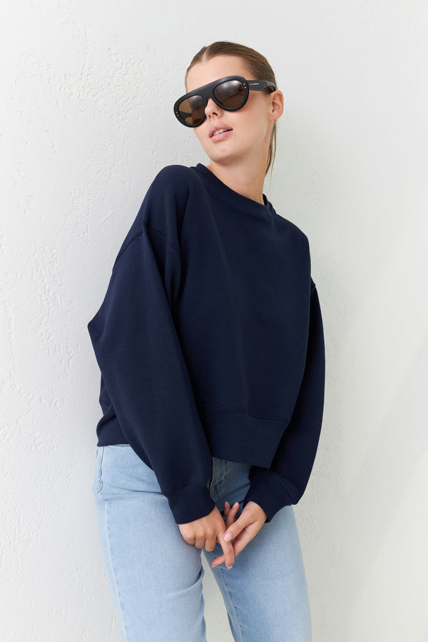 Setre Crew Neck Long Sleeve Sweatshirt Navy