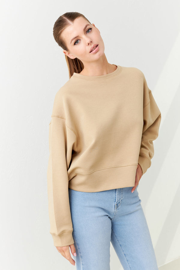 Setre Crew Neck Long Sleeve Sweatshirt Beige