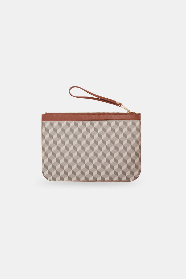 Setre Geometric Pattern Clutch Bag Grey