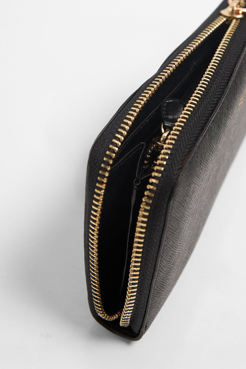 Setre Patterned Zippered Clutch Wallet Black