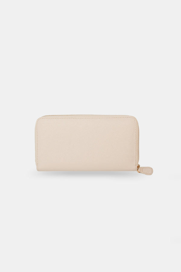 Setre Patterned Zippered Clutch Wallet Light Beige