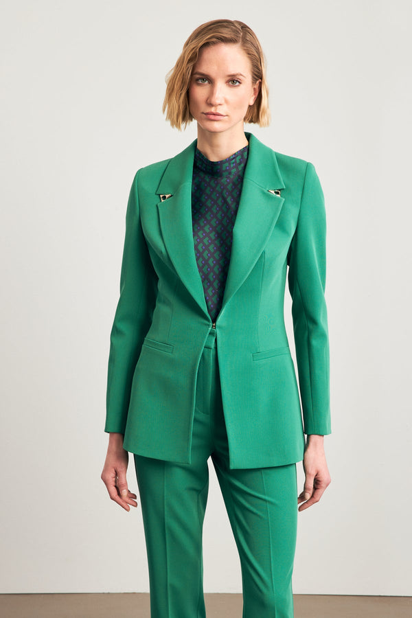 Setre Solid Blazer With Metal Accessory Green