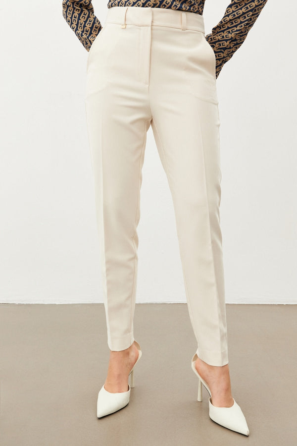 Setre Normal Waist Slim Fit Trousers Beige