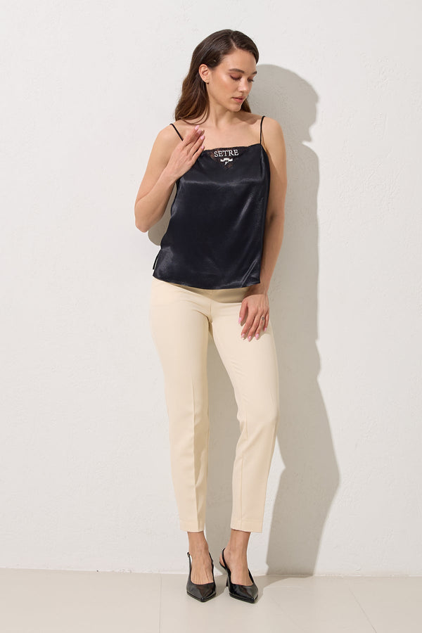 Setre Two-Tone Strappy Top Black