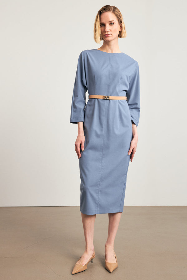 Setre Belt Detailed Midi Dress Blue