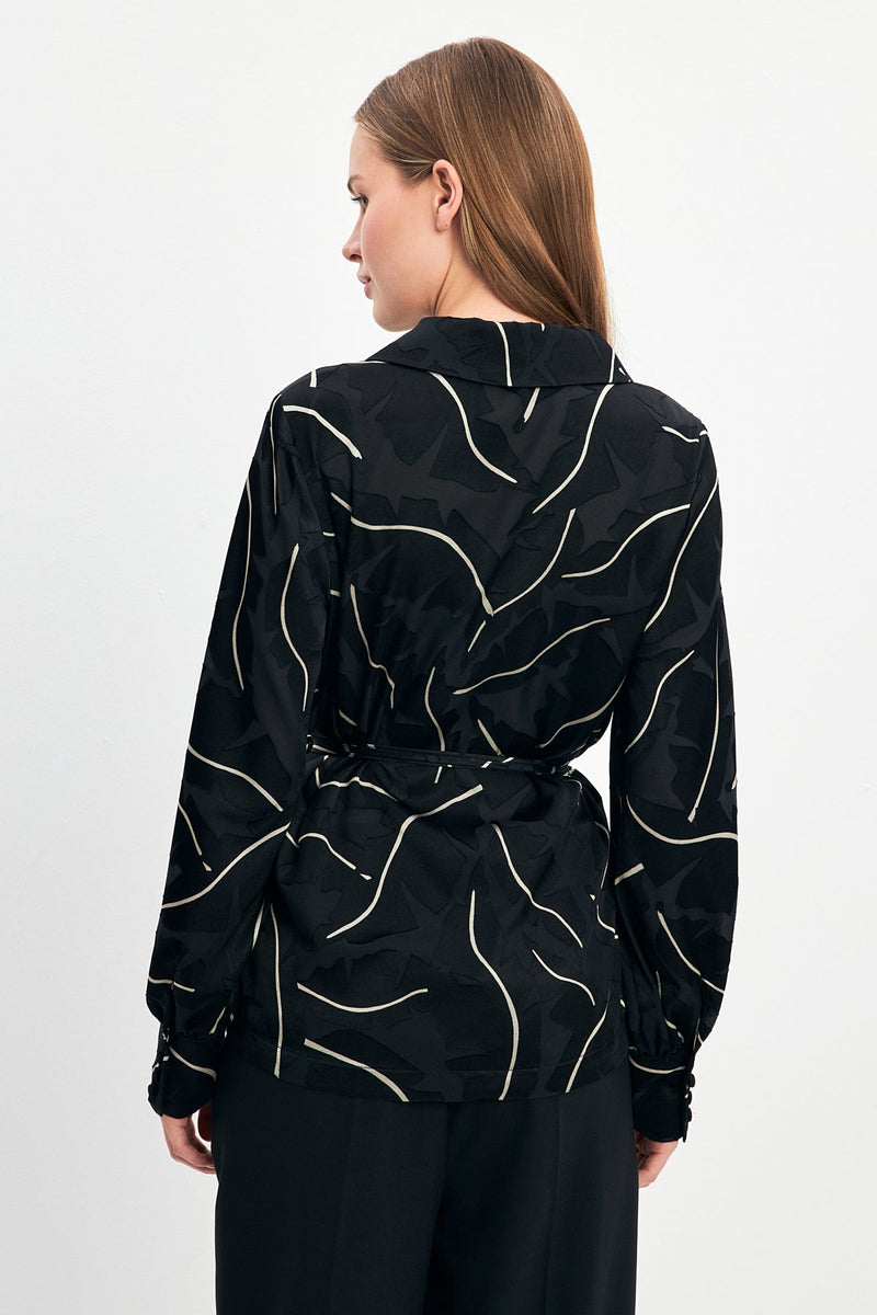 Setre Long Sleeve Patterned Shirt Black