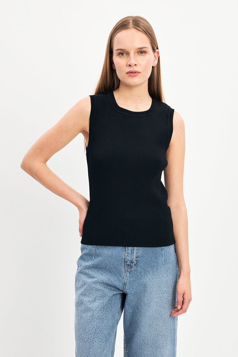 Setre Crew Neck Sleeveless Knitwear Black