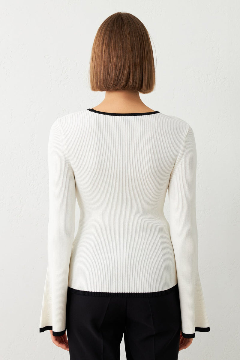 Setre Contrast Detail Ribbed Knitwear Ecru